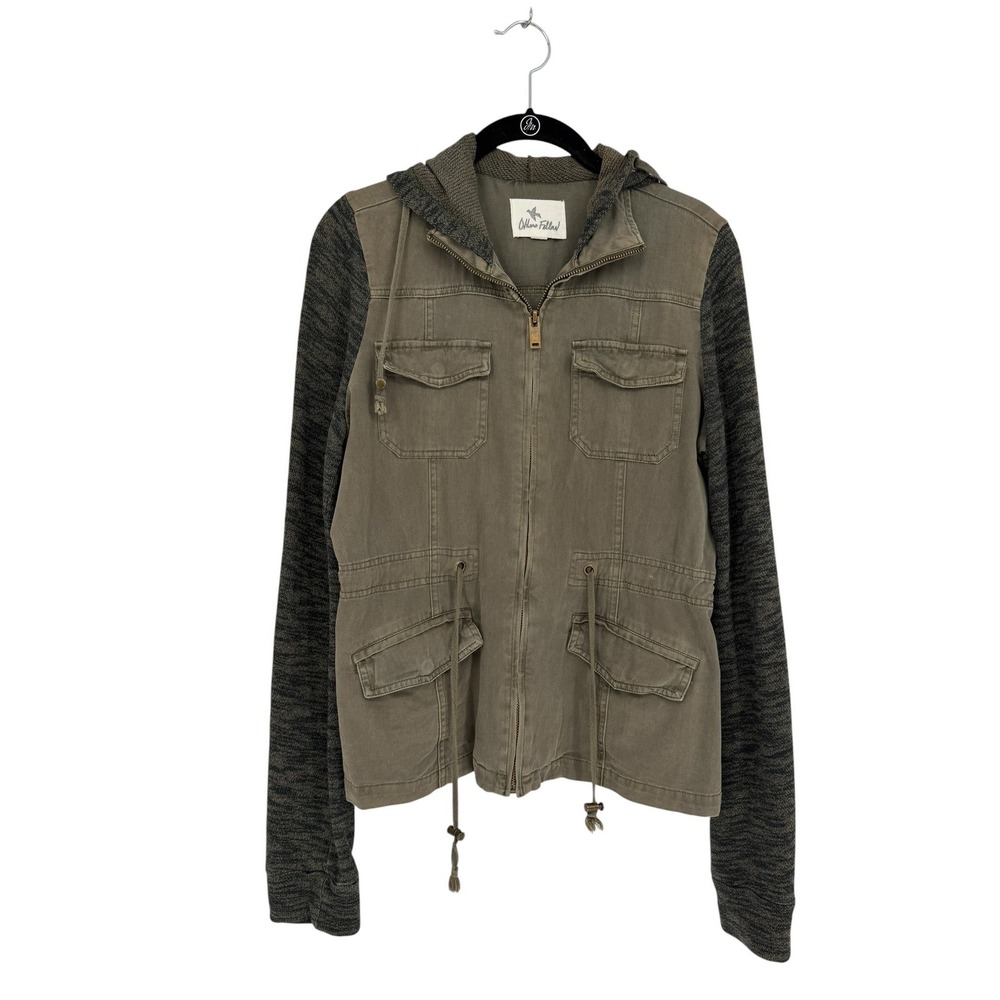 Others Follow Women's Medium Utility Jacket Olive Green Mixed Media